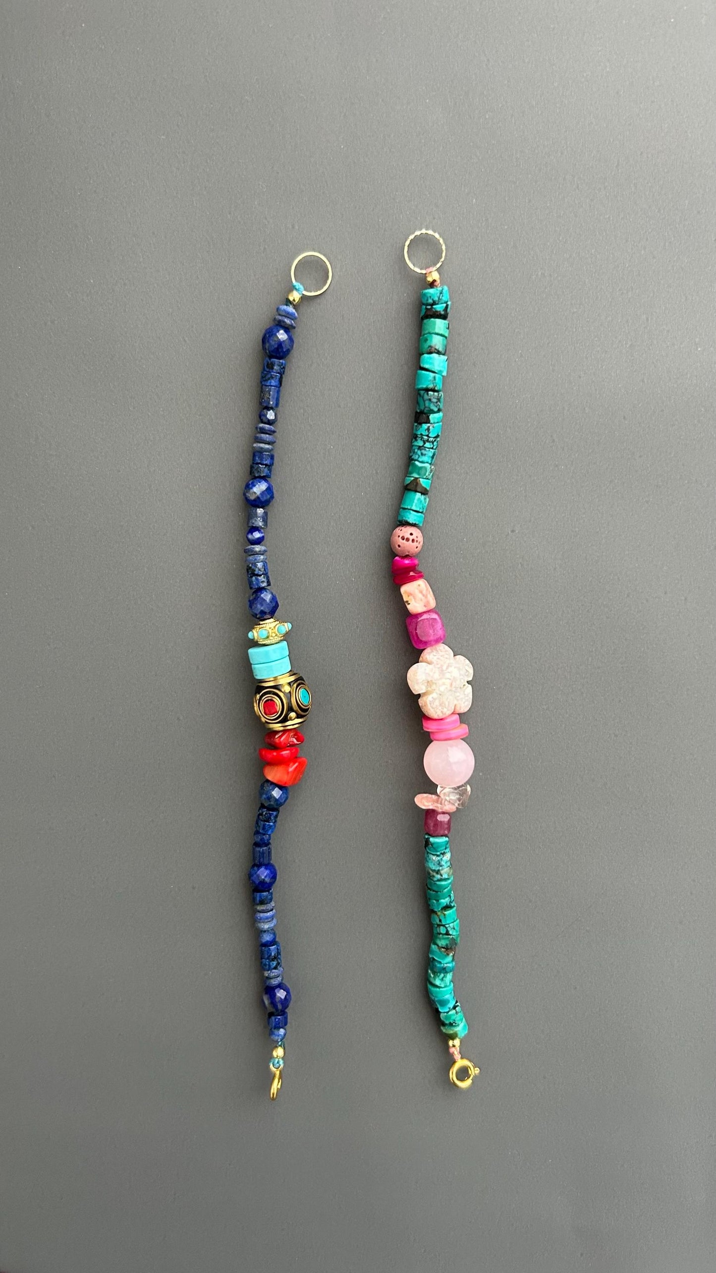 Boho Turquoise Beaded Bracelet, Handmade Gemstone Bracelet, Pink Floral Bracelet, Artisan Jewelry, Colorful Layering Bracelet