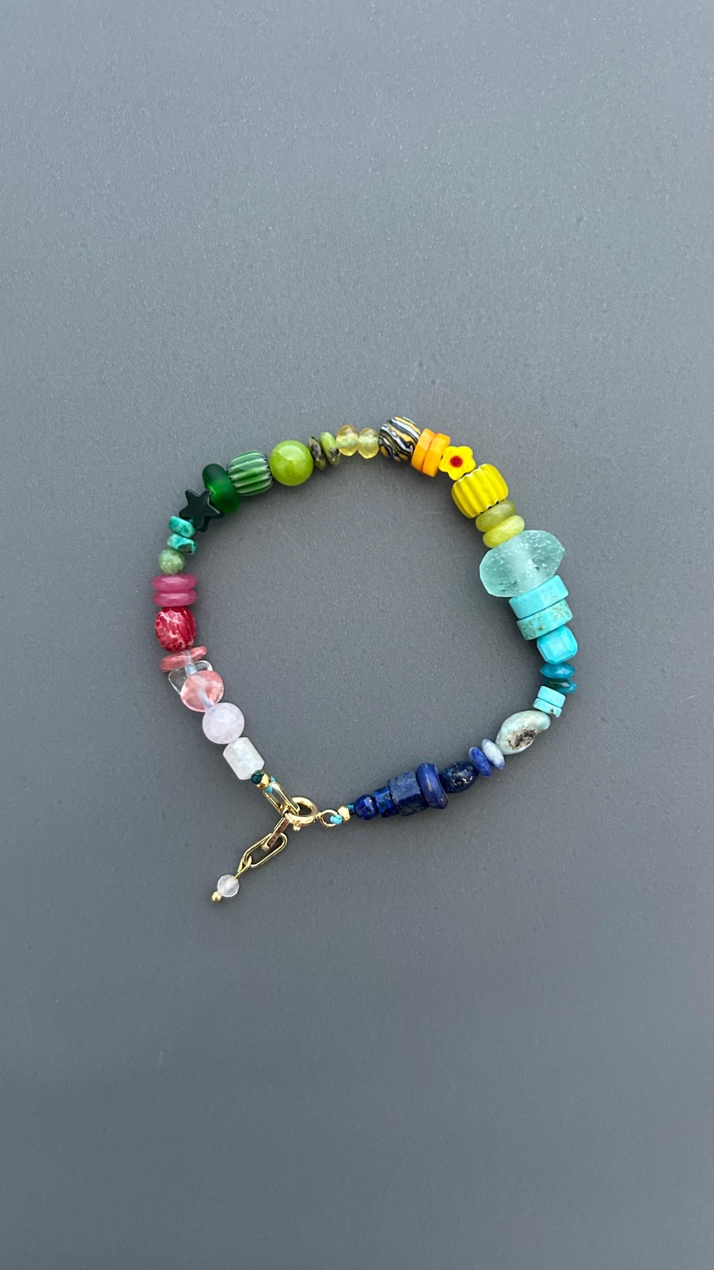 Colorful Gemstone Bracelet, Rainbow Beaded Bracelet, Mixed Stone Jewelry, Boho Artisan Bracelet, Handmade Crystal Bracelet, Gift for Her
