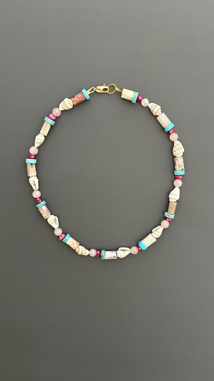 Shell Choker, Gold Plate Coastal Jewelry, Summer Necklace, Boho Bridal, Nautical Gift, Beach Wedding, Adjustable