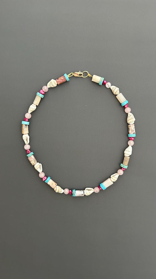 Shell Choker, Gold Plate Coastal Jewelry, Summer Necklace, Boho Bridal, Nautical Gift, Beach Wedding, Adjustable