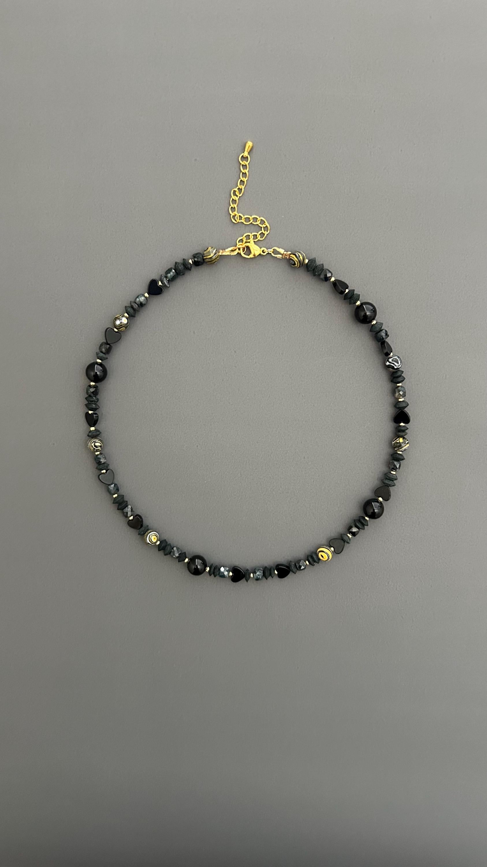 Black Obsidian Choker | 18k Gold Plated Adjustable Necklace | Protection Crystal Gemstone Jewelry Gift