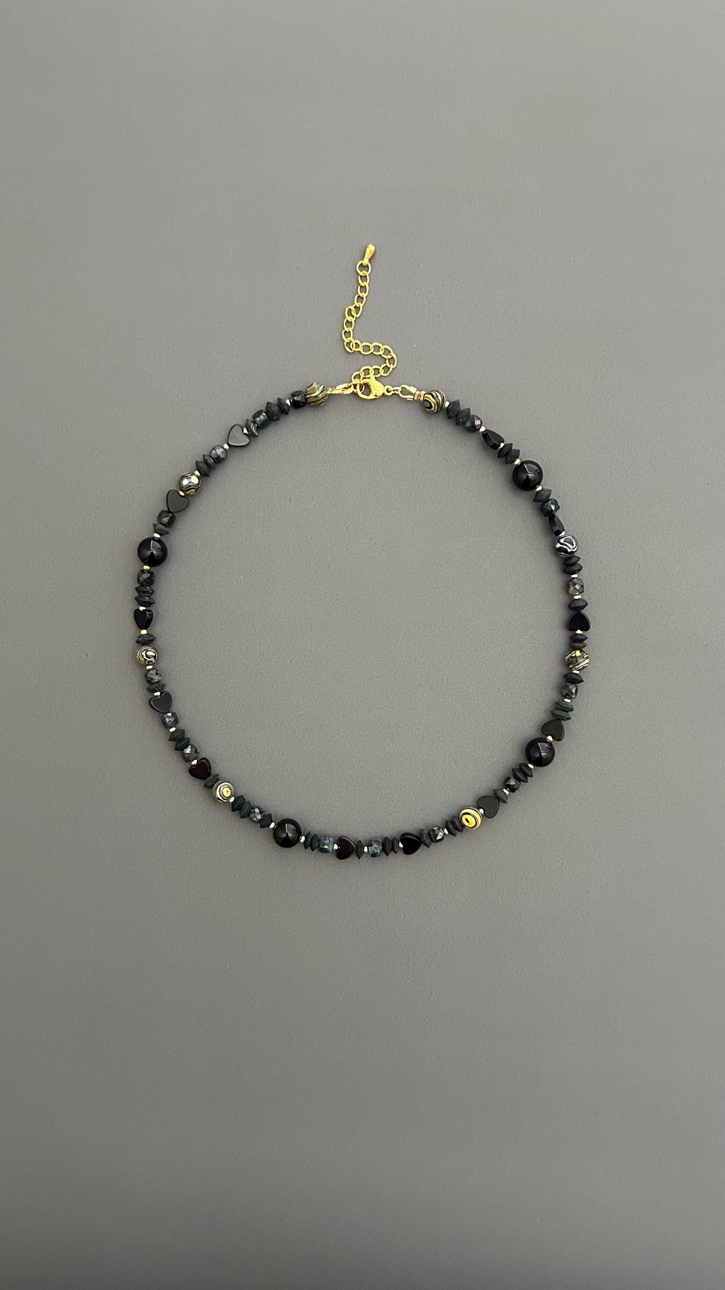 Black Obsidian Choker | 18k Gold Plated Adjustable Necklace | Protection Crystal Gemstone Jewelry Gift