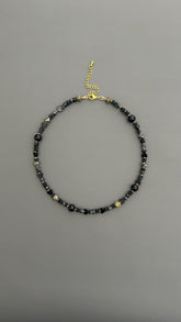 Black Obsidian Choker | 18k Gold Plated Adjustable Necklace | Protection Crystal Gemstone Jewelry Gift