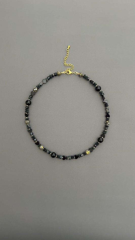 Black Obsidian Choker | 18k Gold Plated Adjustable Necklace | Protection Crystal Gemstone Jewelry Gift
