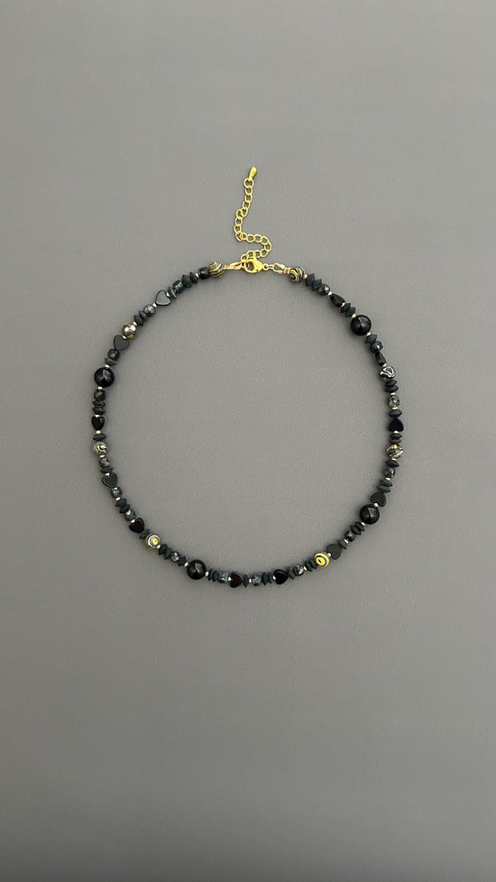 Black Obsidian Choker | 18k Gold Plated Adjustable Necklace | Protection Crystal Gemstone Jewelry Gift