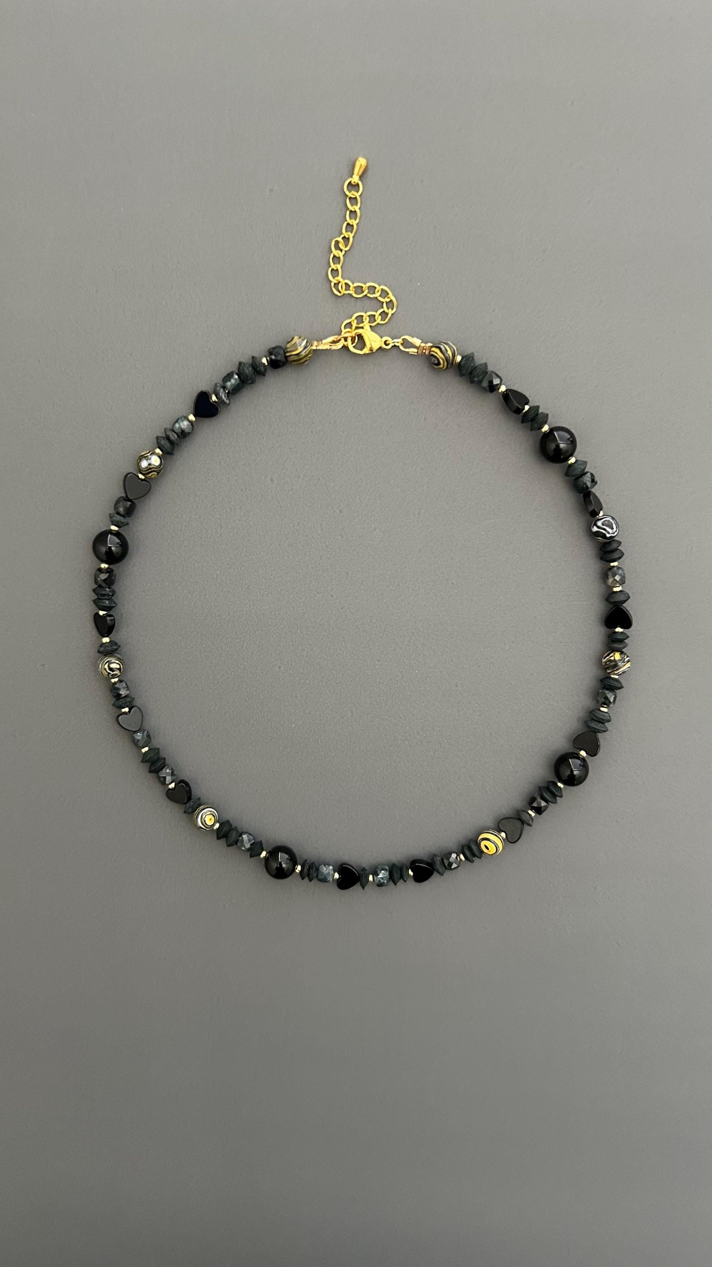 Black Obsidian Choker | 18k Gold Plated Adjustable Necklace | Protection Crystal Gemstone Jewelry Gift