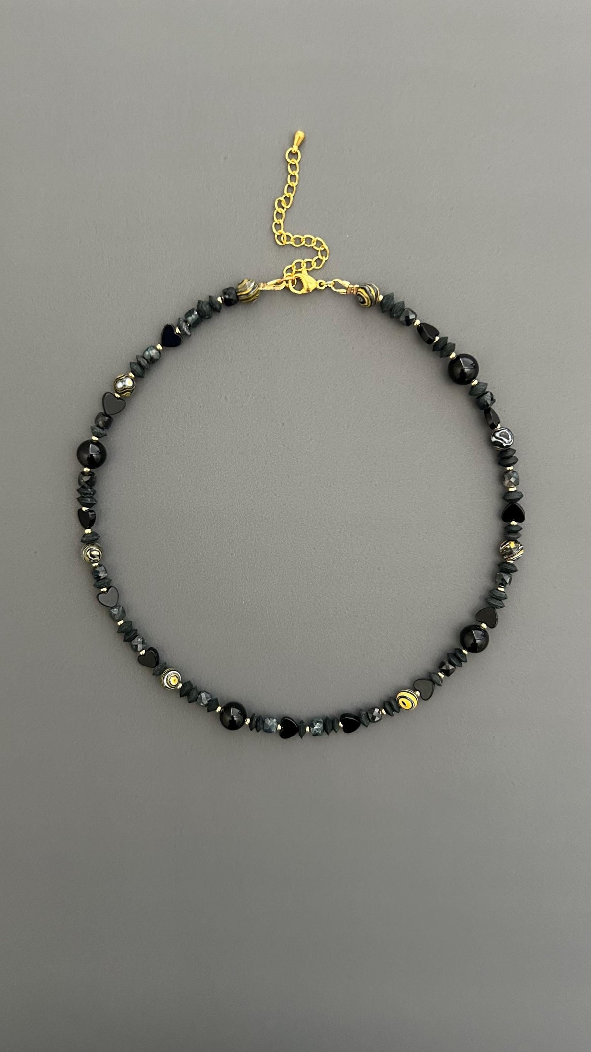 Black Obsidian Choker | 18k Gold Plated Adjustable Necklace | Protection Crystal Gemstone Jewelry Gift