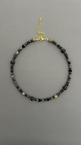 Black Obsidian Choker | 18k Gold Plated Adjustable Necklace | Protection Crystal Gemstone Jewelry Gift