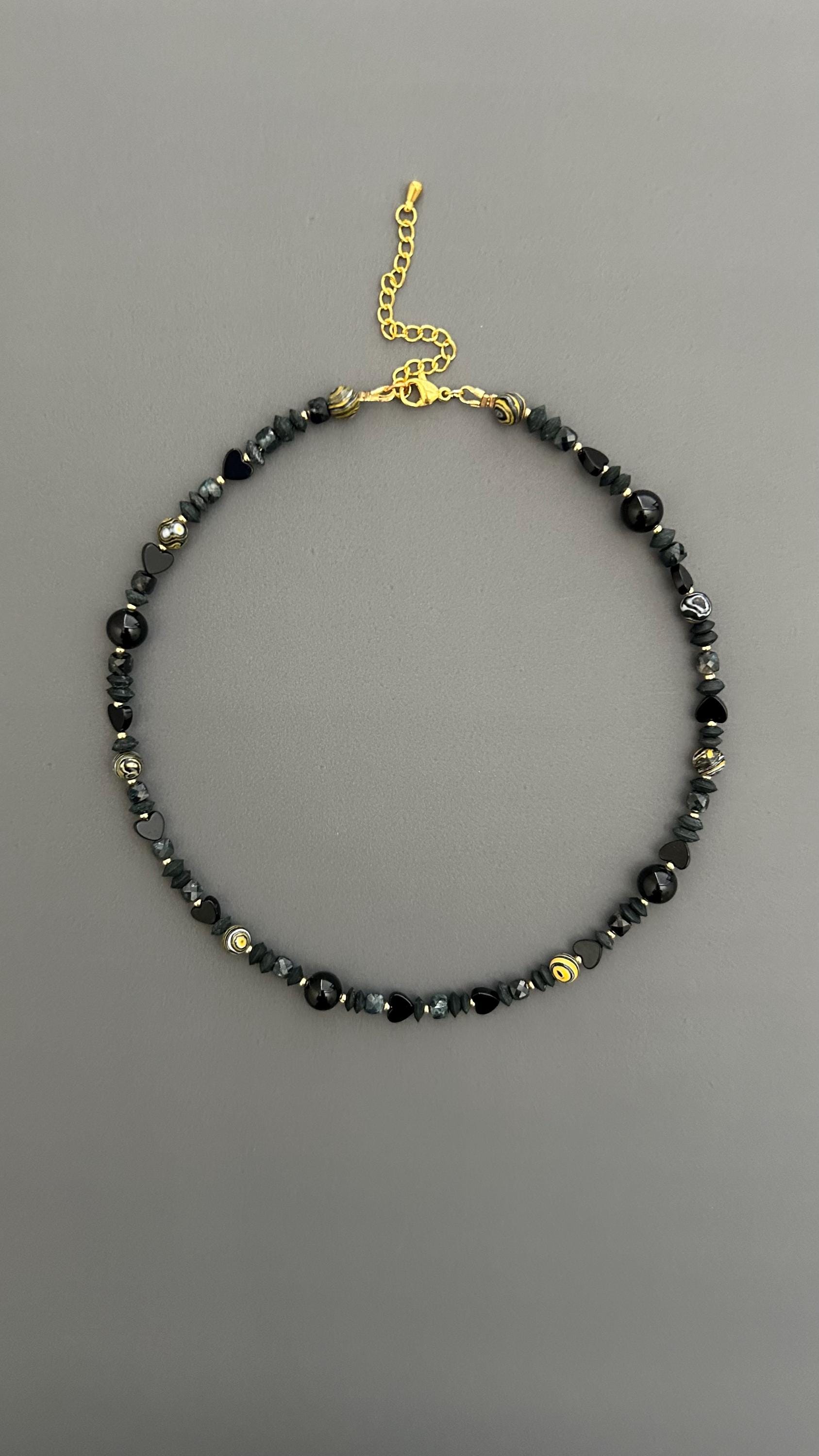 Black Obsidian Choker | 18k Gold Plated Adjustable Necklace | Protection Crystal Gemstone Jewelry Gift