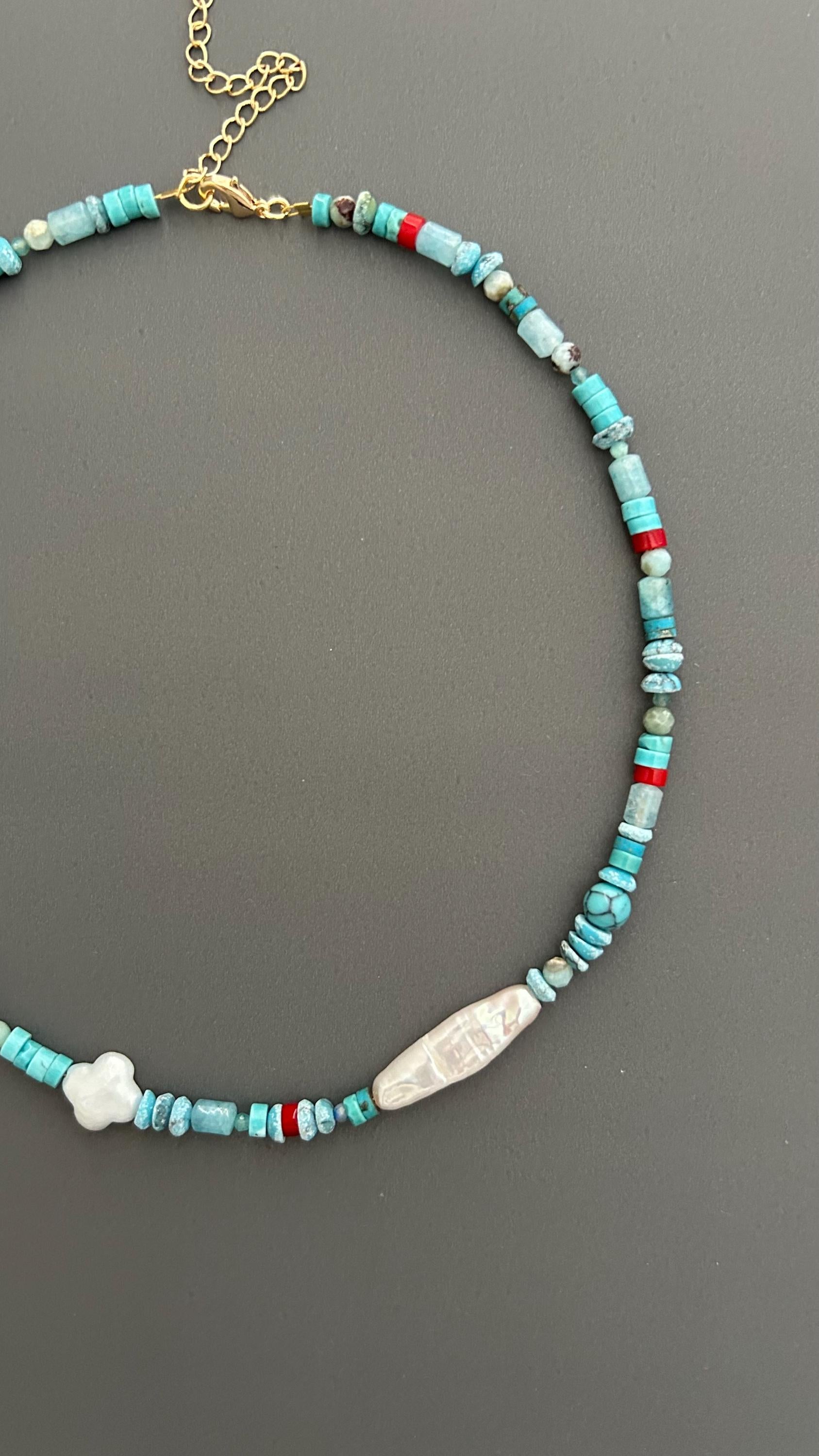 baroque necklace pearl | mixed beads necklace | choker necklace pearl | choker pearl necklace | blue beaded choker