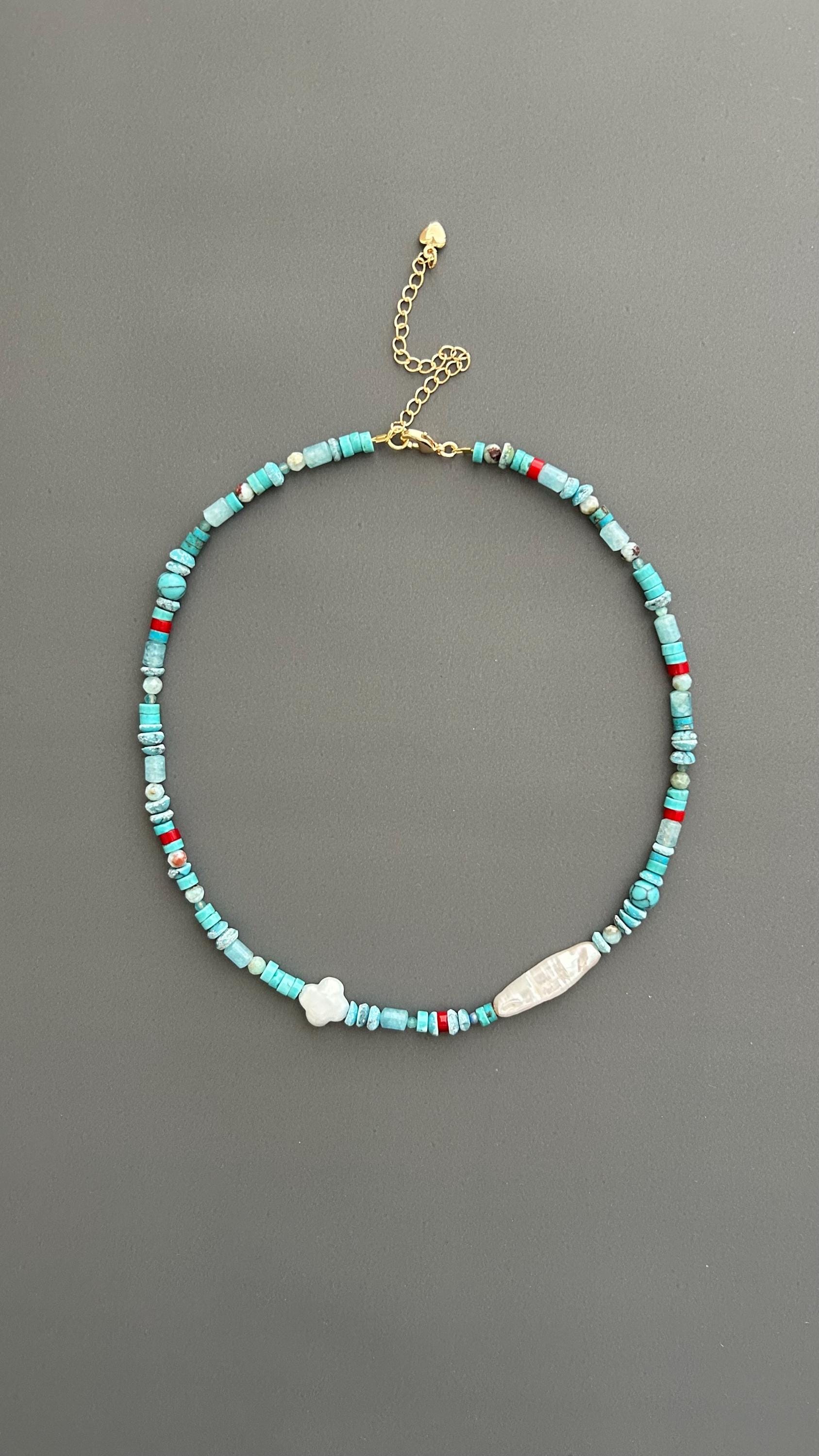 baroque necklace pearl | mixed beads necklace | choker necklace pearl | choker pearl necklace | blue beaded choker