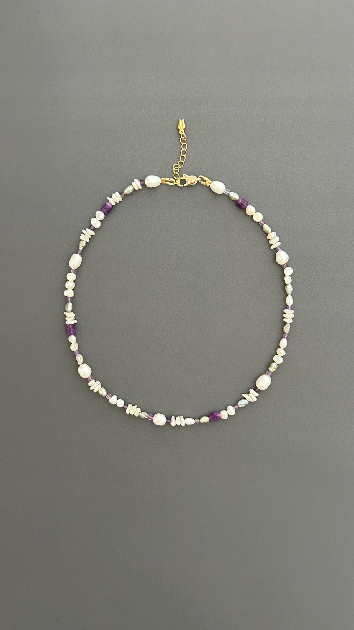 Handcrafted Pearl Choker, Purple Crystal Beaded Bohemian Necklace , Gift for Women