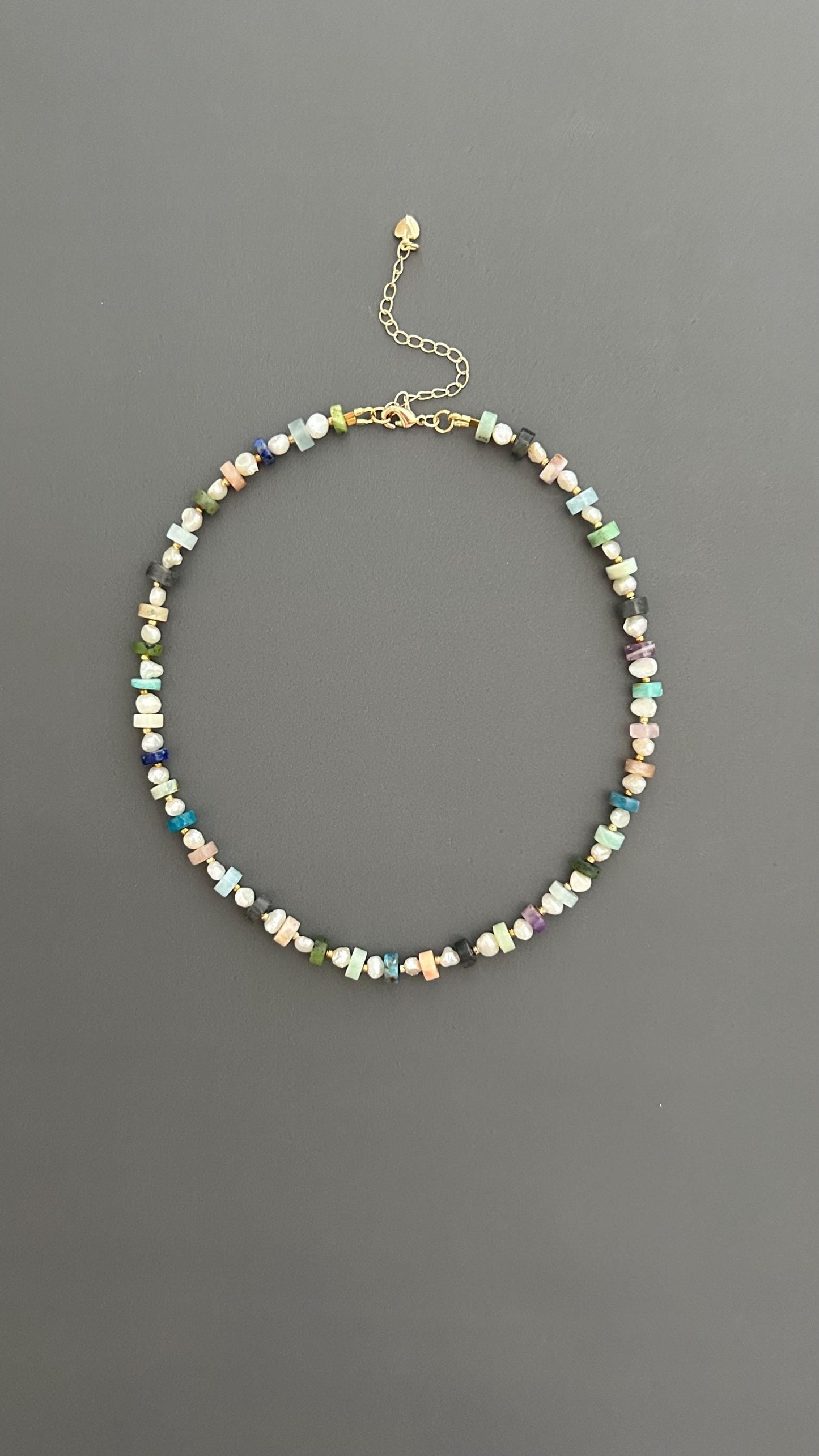 Handmade Beaded Choker: Freshwater Pearl & Natural Stone Necklace