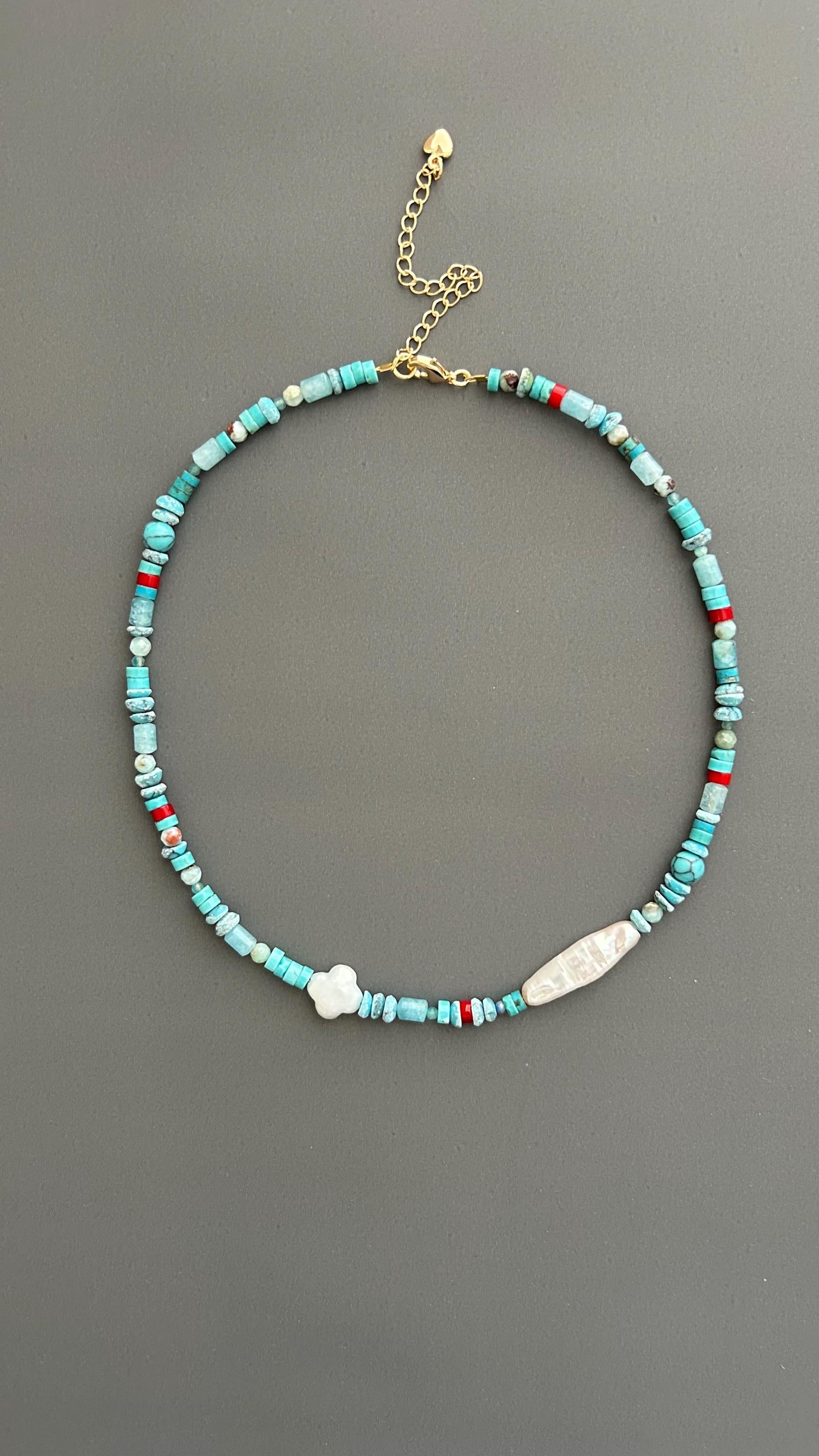 baroque necklace pearl | mixed beads necklace | choker necklace pearl | choker pearl necklace | blue beaded choker