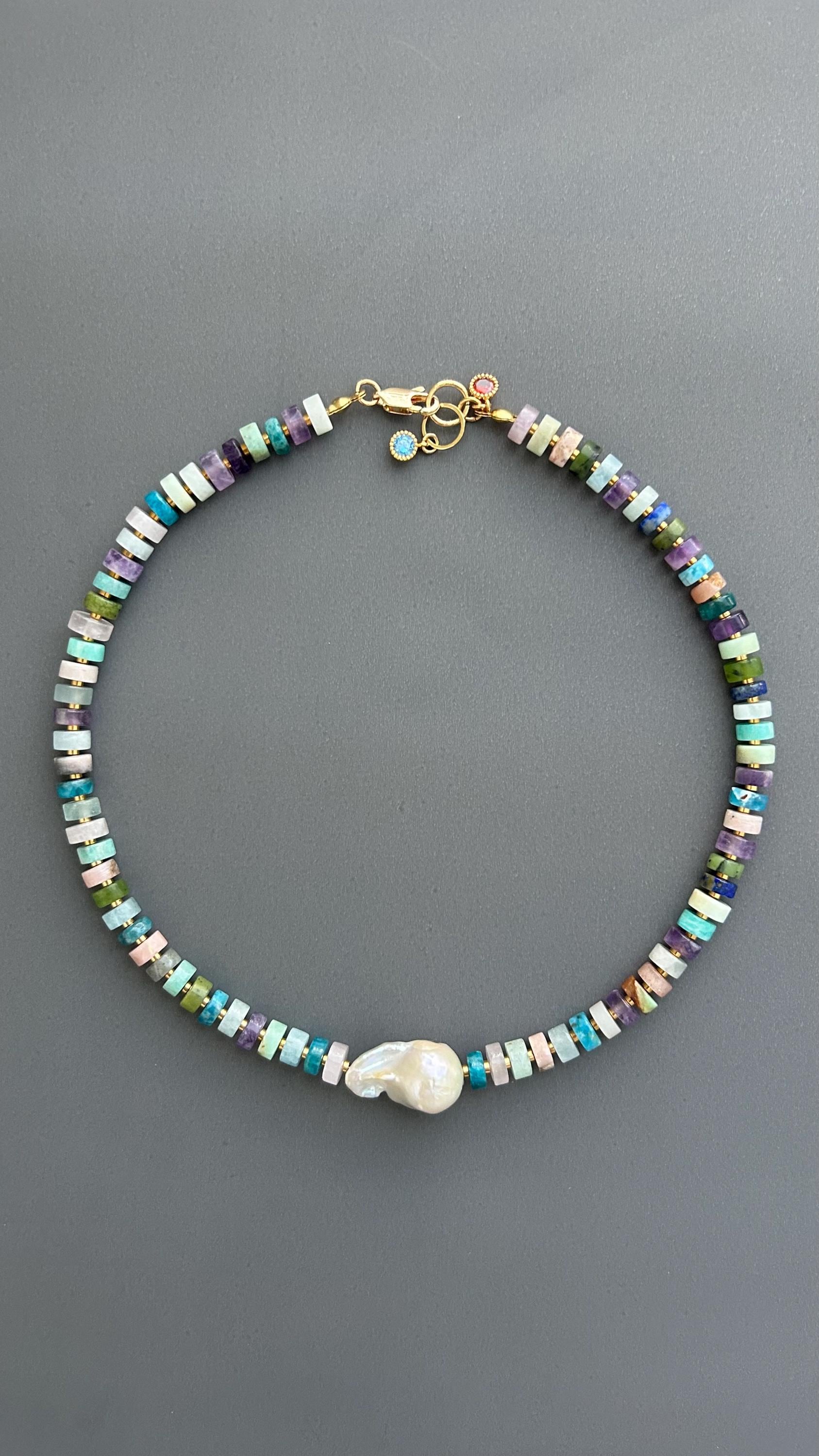 Baroque Pearl Choker, Handmade Mixed Beads, Eclectic Statement Jewelry, Luxury Gift Her