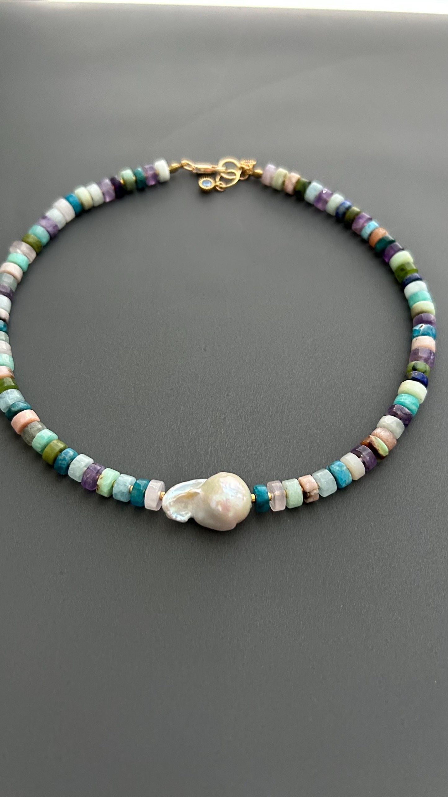 Baroque Pearl Choker, Handmade Mixed Beads, Eclectic Statement Jewelry, Luxury Gift Her