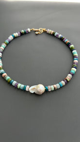 Baroque Pearl Choker, Handmade Mixed Beads, Eclectic Statement Jewelry, Luxury Gift Her