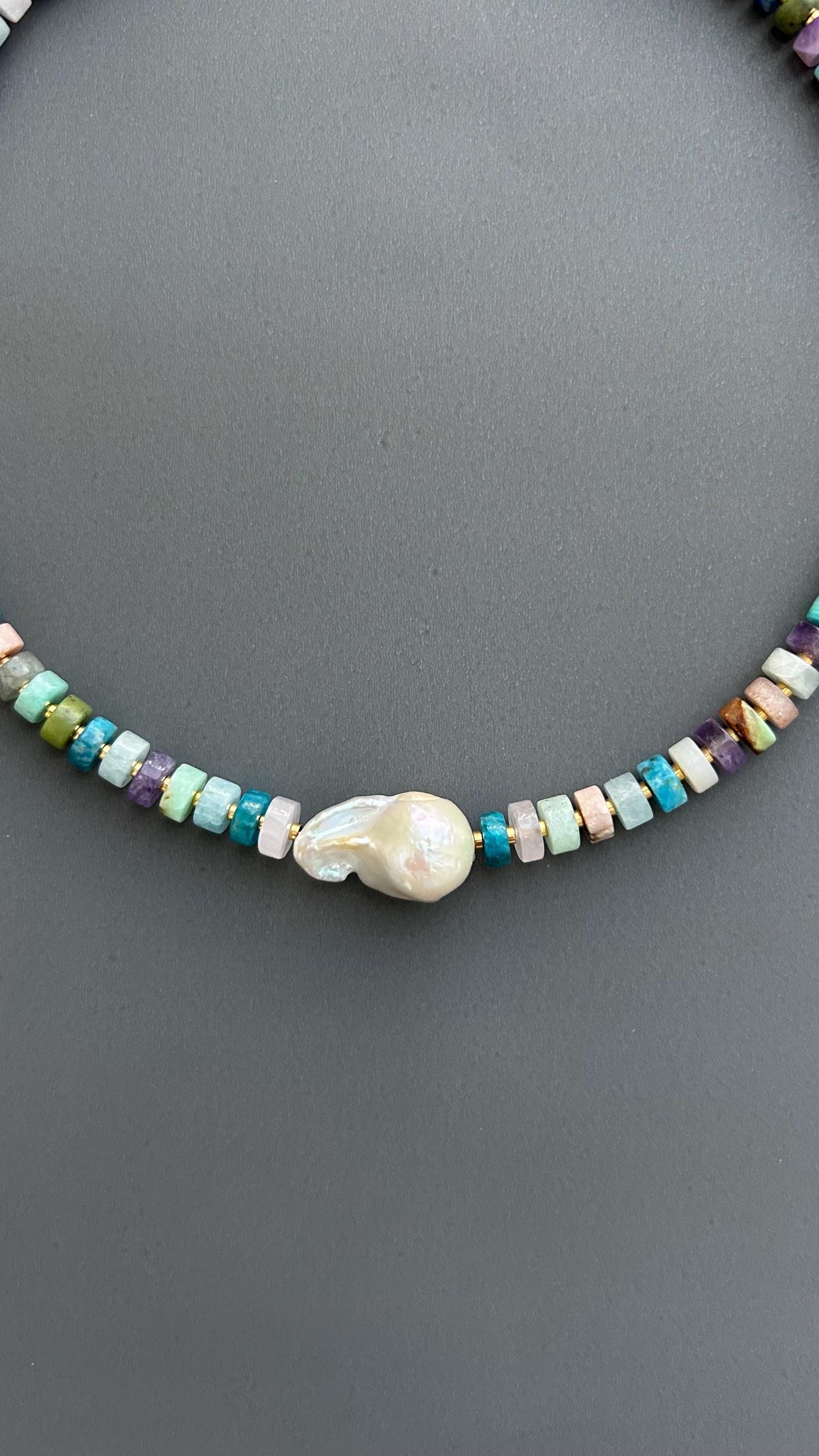 Baroque Pearl Choker, Handmade Mixed Beads, Eclectic Statement Jewelry, Luxury Gift Her