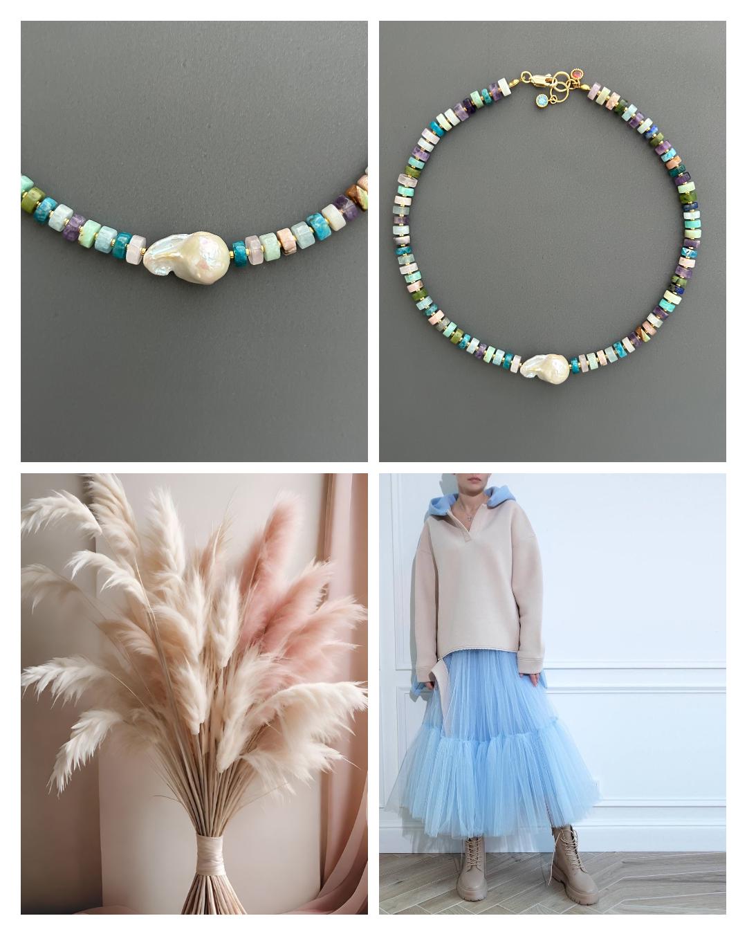 Baroque Pearl Choker, Handmade Mixed Beads, Eclectic Statement Jewelry, Luxury Gift Her