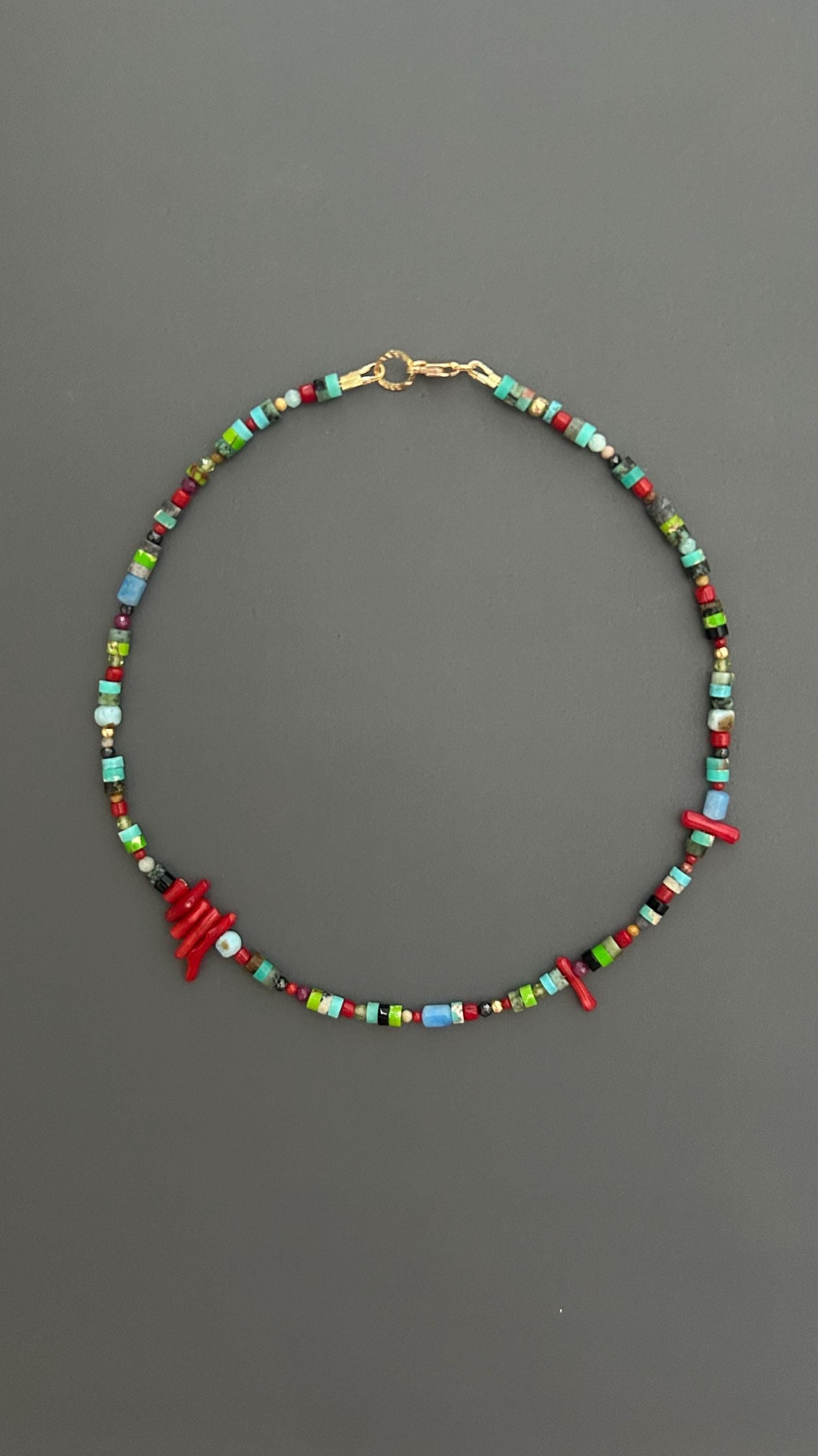 Red Coral Choker | Handmade Gemstone Beaded Necklace | Unisex Crystal Healing Boho Jewelry Gift