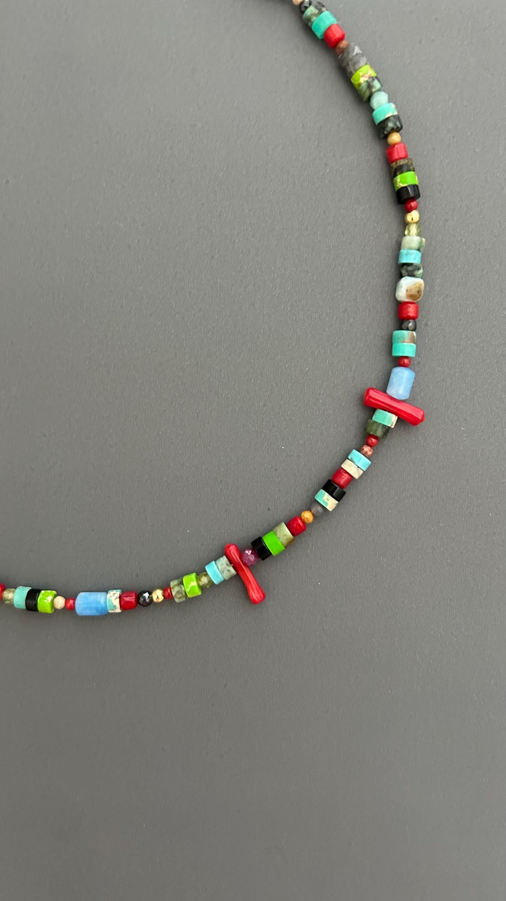 Red Coral Choker | Handmade Gemstone Beaded Necklace | Unisex Crystal Healing Boho Jewelry Gift