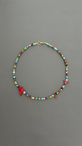 Red Coral Choker | Handmade Gemstone Beaded Necklace | Unisex Crystal Healing Boho Jewelry Gift