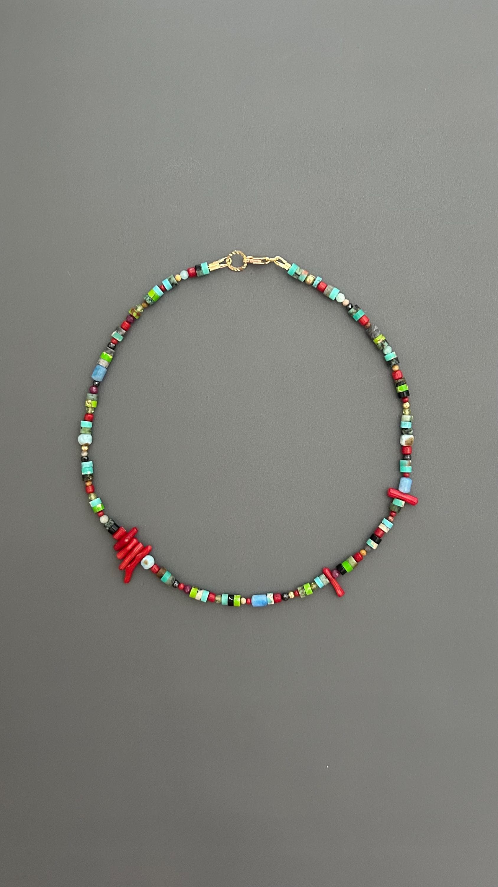 Red Coral Choker | Handmade Gemstone Beaded Necklace | Unisex Crystal Healing Boho Jewelry Gift