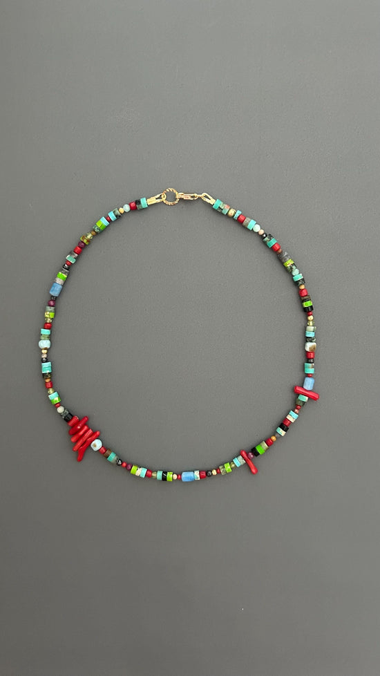 Red Coral Choker | Handmade Gemstone Beaded Necklace | Unisex Crystal Healing Boho Jewelry Gift