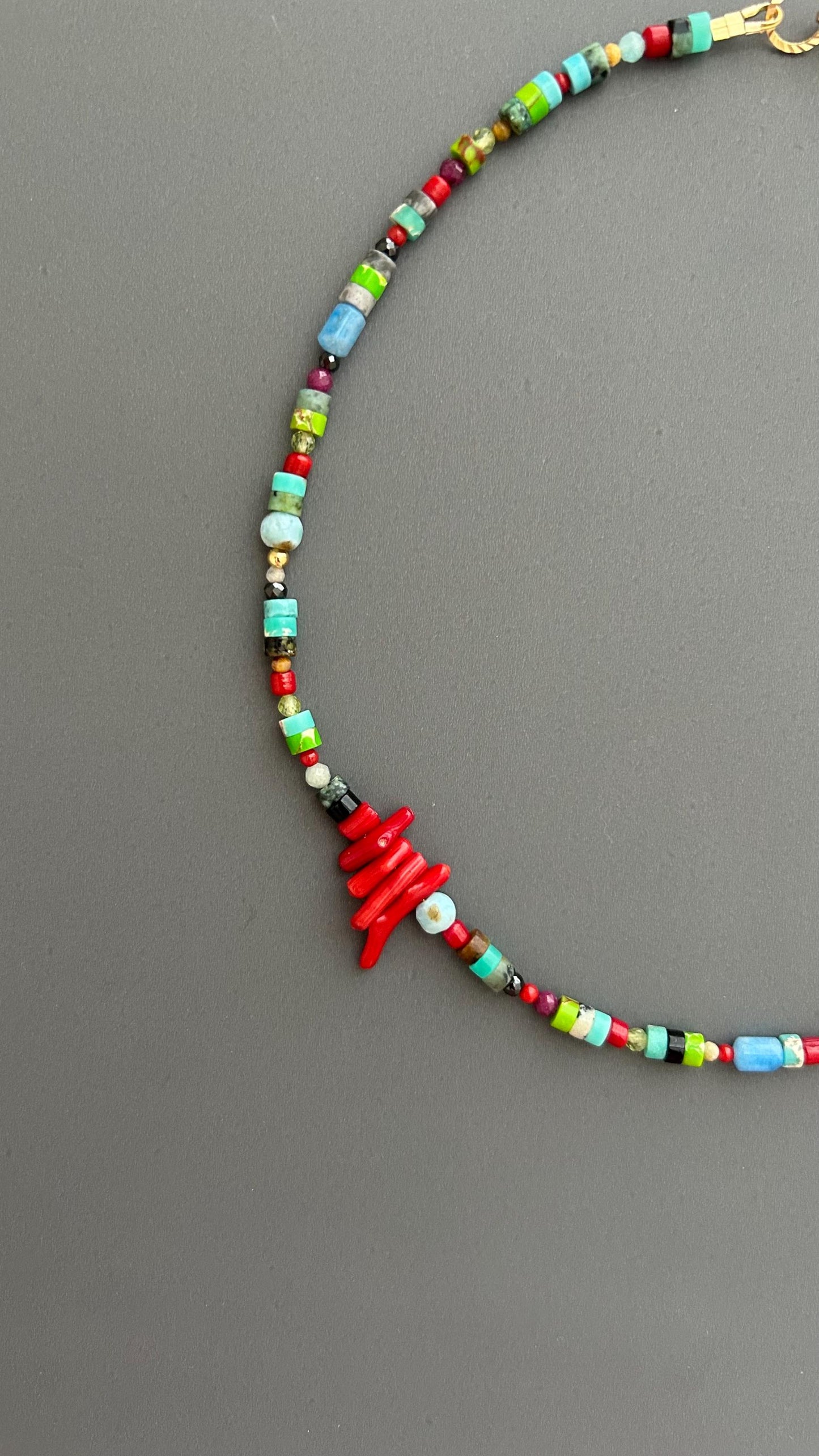 Red Coral Choker | Handmade Gemstone Beaded Necklace | Unisex Crystal Healing Boho Jewelry Gift