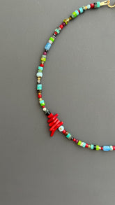 Red Coral Choker | Handmade Gemstone Beaded Necklace | Unisex Crystal Healing Boho Jewelry Gift