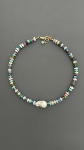 Baroque Pearl Choker, Handmade Mixed Beads, Eclectic Statement Jewelry, Luxury Gift Her