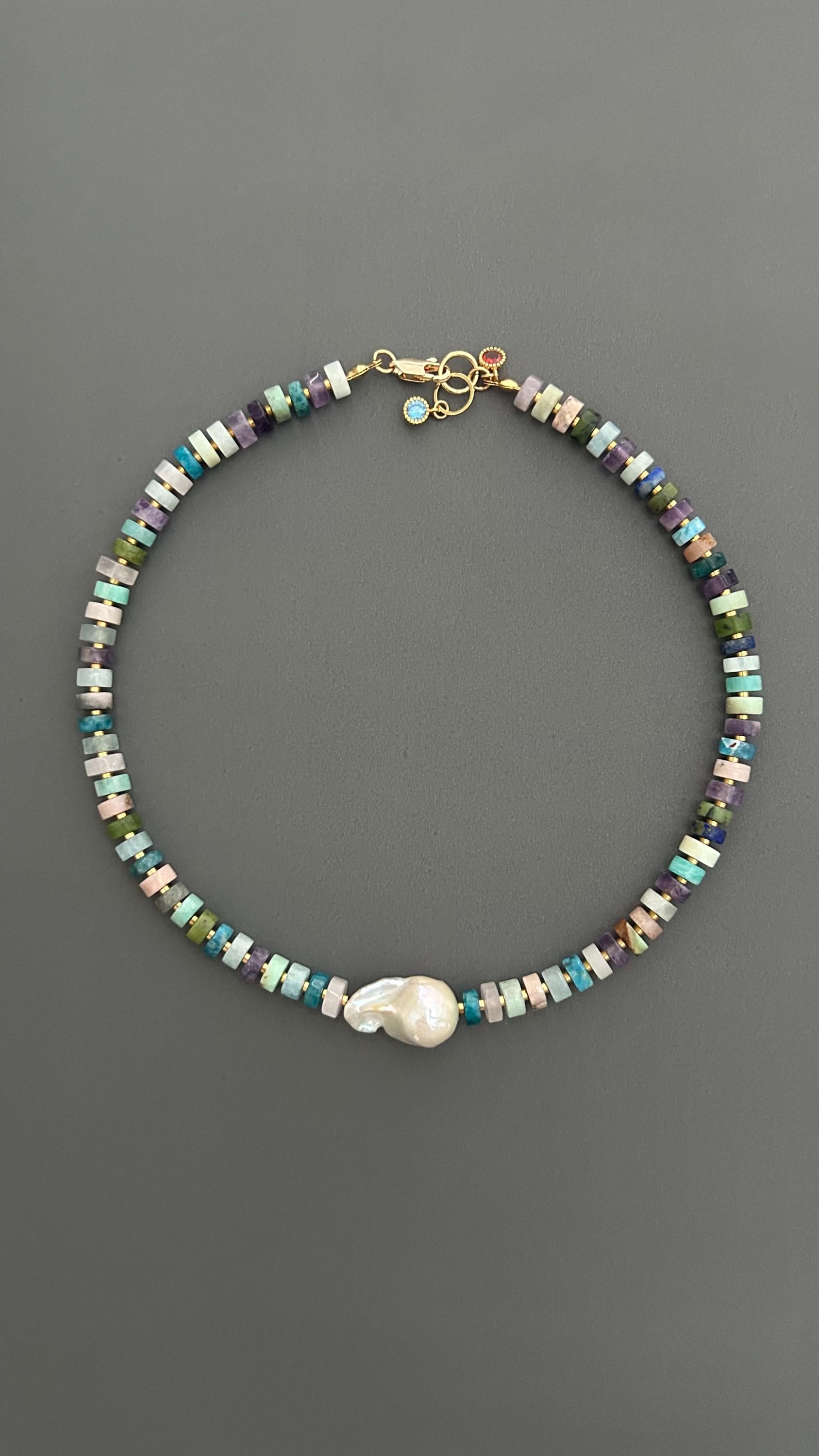 Baroque Pearl Choker, Handmade Mixed Beads, Eclectic Statement Jewelry, Luxury Gift Her