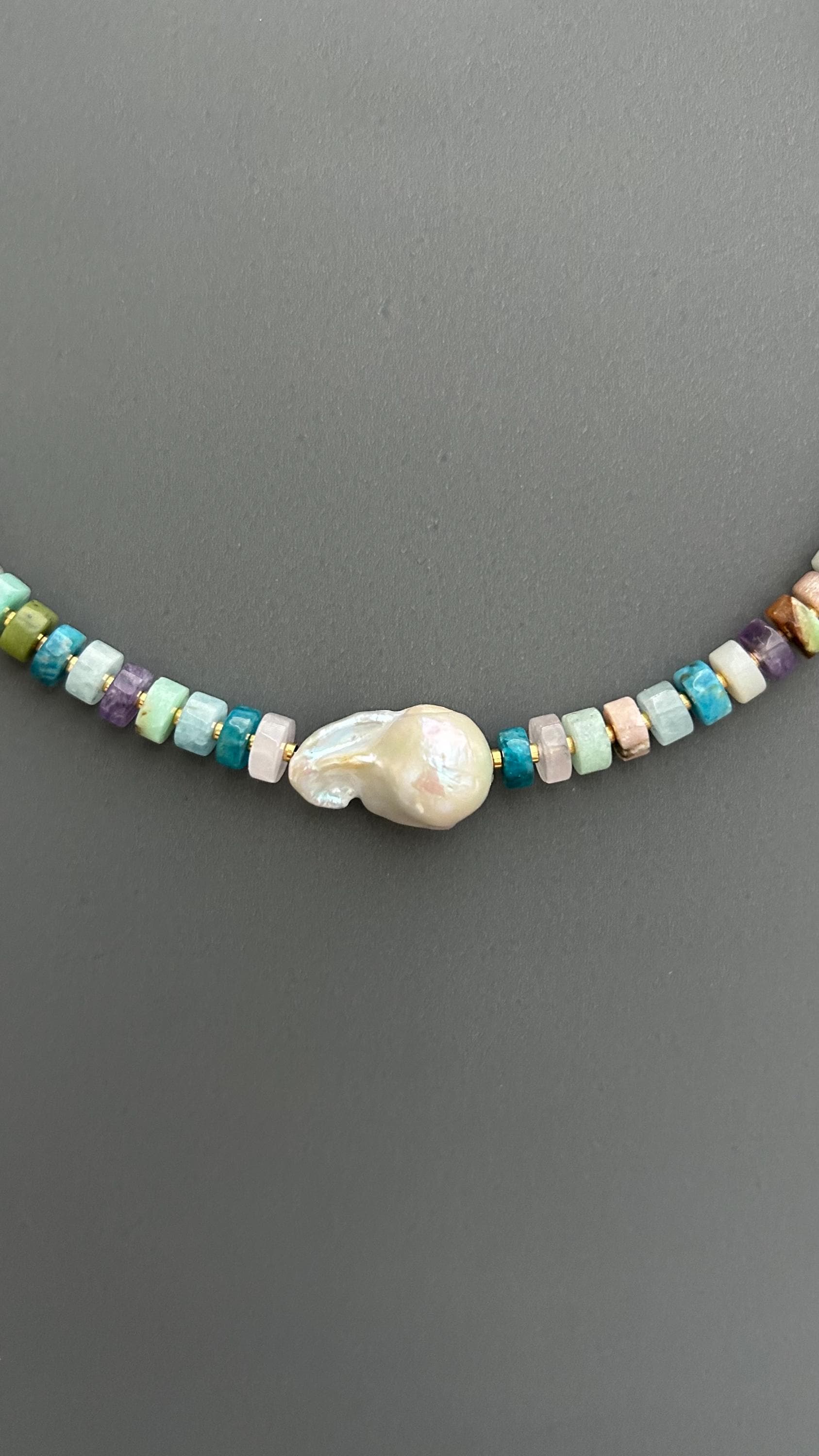 Baroque Pearl Choker, Handmade Mixed Beads, Eclectic Statement Jewelry, Luxury Gift Her