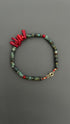 Red Coral Turquoise Beaded Bracelet: Handmade Boho Bangle