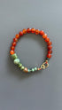 Red agate bracelet Turquoise beads bangle Unisex/Female band Handmade unique jewelry Bohemian jewels Beach Casual accessories Vintage style