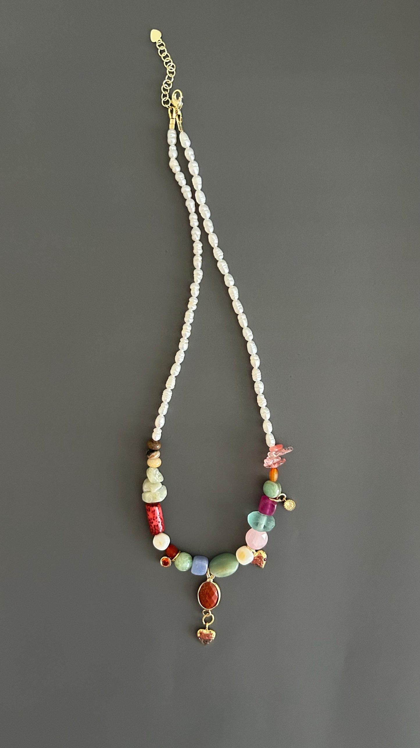 Freshwater Pearl Necklace Beaded Boho Pendant Handmade Gemstone Jewelry Gift
