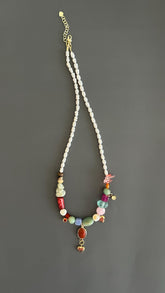 Freshwater Pearl Necklace Beaded Boho Pendant Handmade Gemstone Jewelry Gift