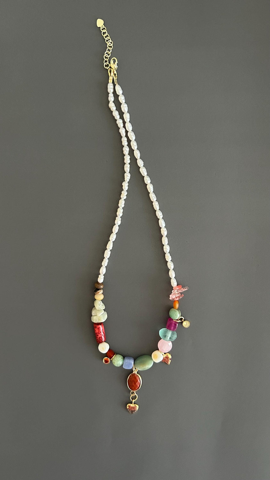 Freshwater Pearl Necklace Beaded Boho Pendant Handmade Gemstone Jewelry Gift
