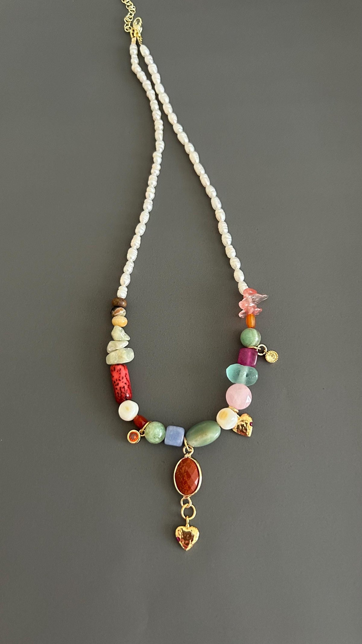 Freshwater Pearl Necklace Beaded Boho Pendant Handmade Gemstone Jewelry Gift