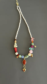 Freshwater Pearl Necklace Beaded Boho Pendant Handmade Gemstone Jewelry Gift