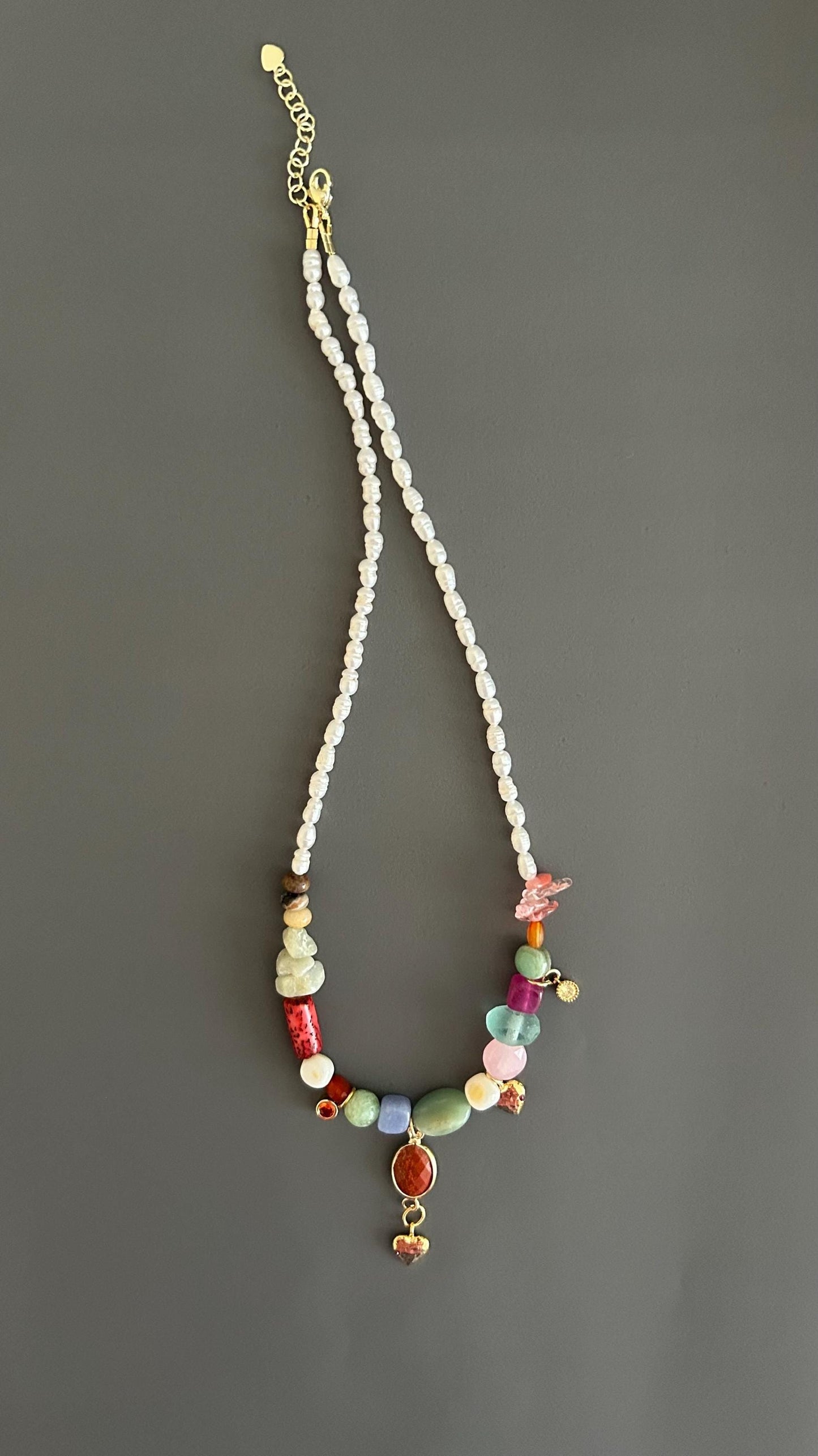 Freshwater Pearl Necklace Beaded Boho Pendant Handmade Gemstone Jewelry Gift