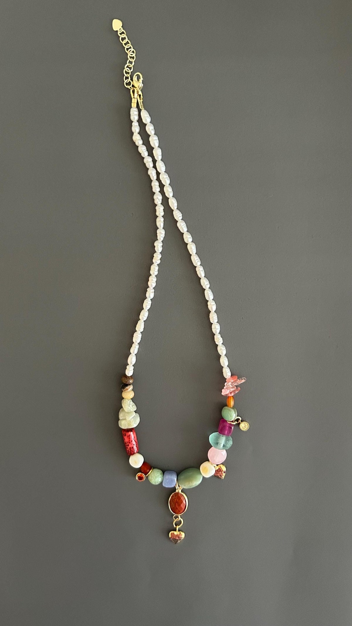Freshwater Pearl Necklace Beaded Boho Pendant Handmade Gemstone Jewelry Gift