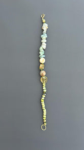 Raw Turquoise Bracelet | Handmade Natural Stone Bangle with 18k Gold Clasp