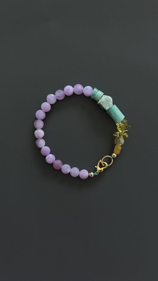 Purple Chalcedony Healing Bracelet | Gold Clasp Adjustable Boho | Crown Chakra Crystal Gift