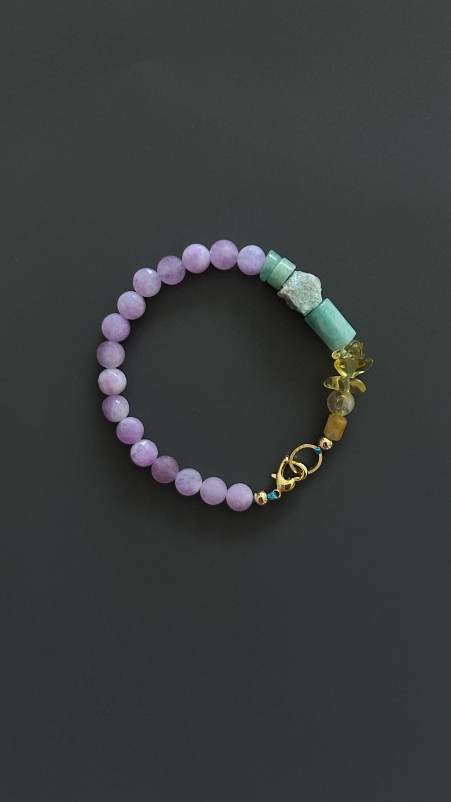 Purple Chalcedony Healing Bracelet | Gold Clasp Adjustable Boho | Crown Chakra Crystal Gift