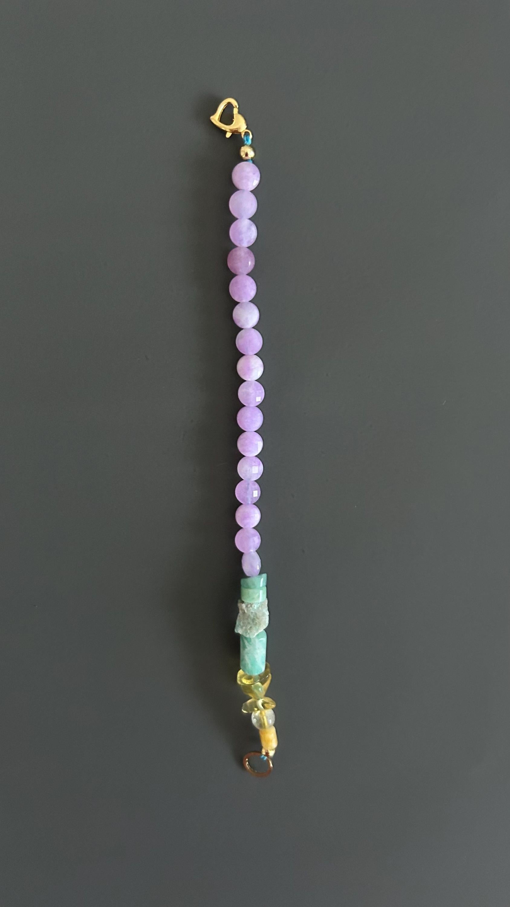 Purple Chalcedony Healing Bracelet | Gold Clasp Adjustable Boho | Crown Chakra Crystal Gift
