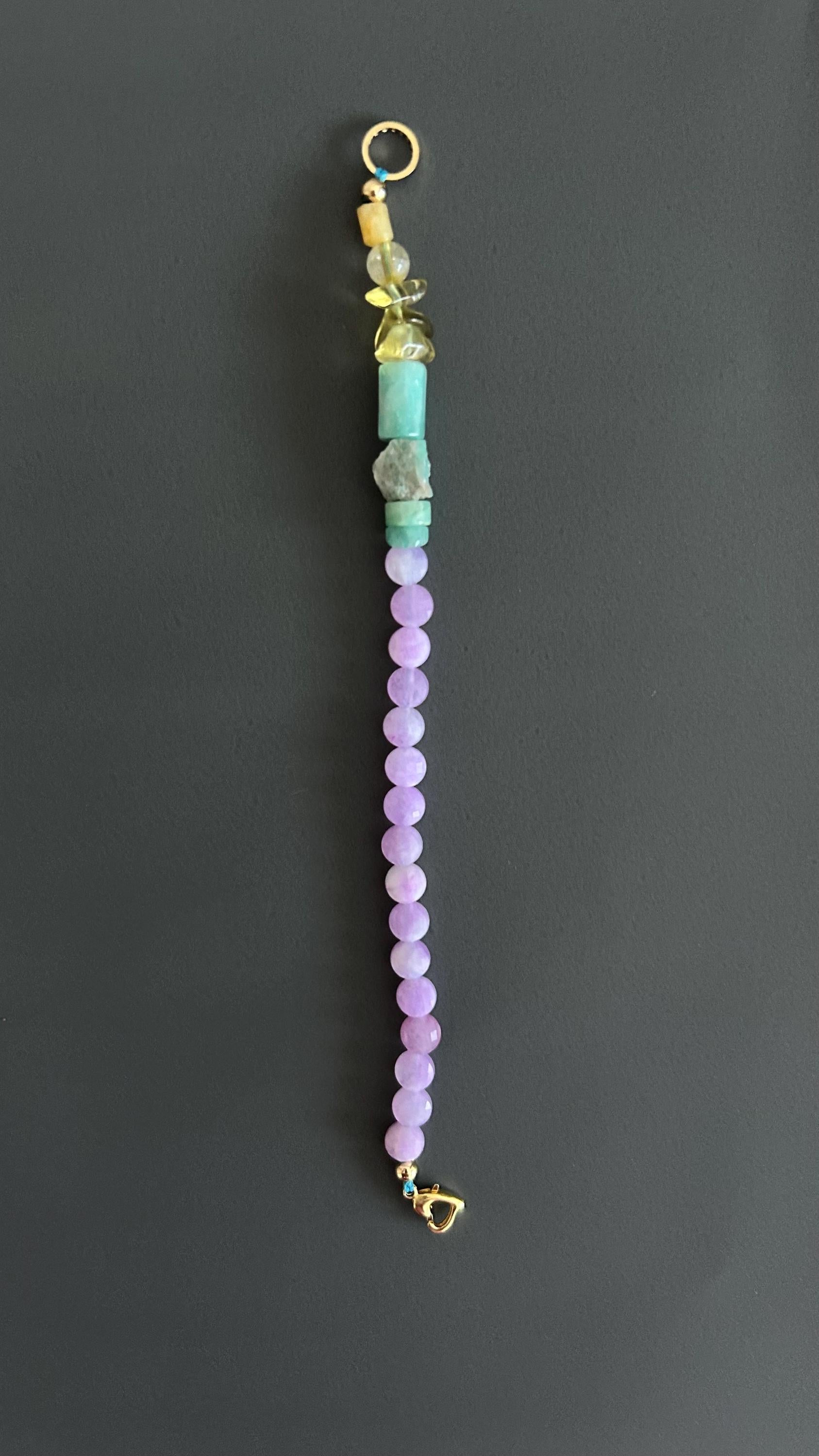 Purple Chalcedony Healing Bracelet | Gold Clasp Adjustable Boho | Crown Chakra Crystal Gift