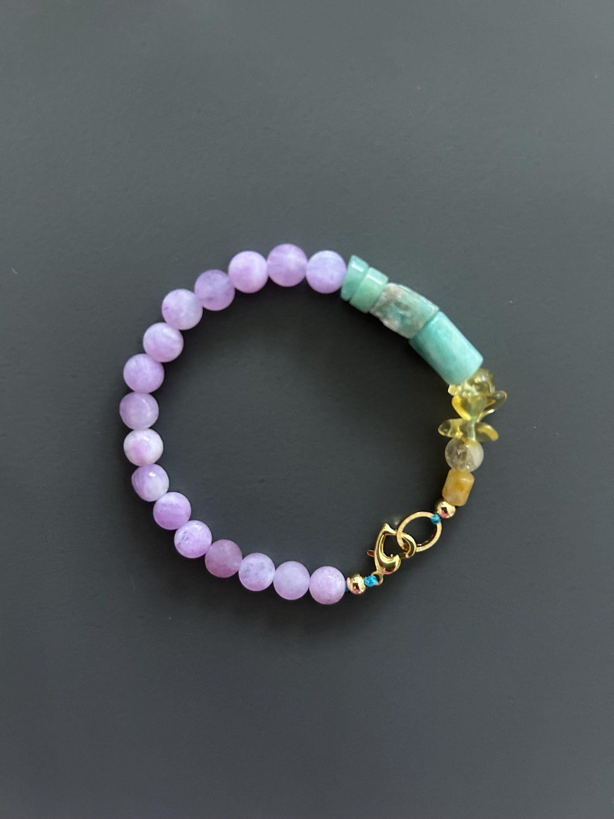 Purple Chalcedony Healing Bracelet | Gold Clasp Adjustable Boho | Crown Chakra Crystal Gift