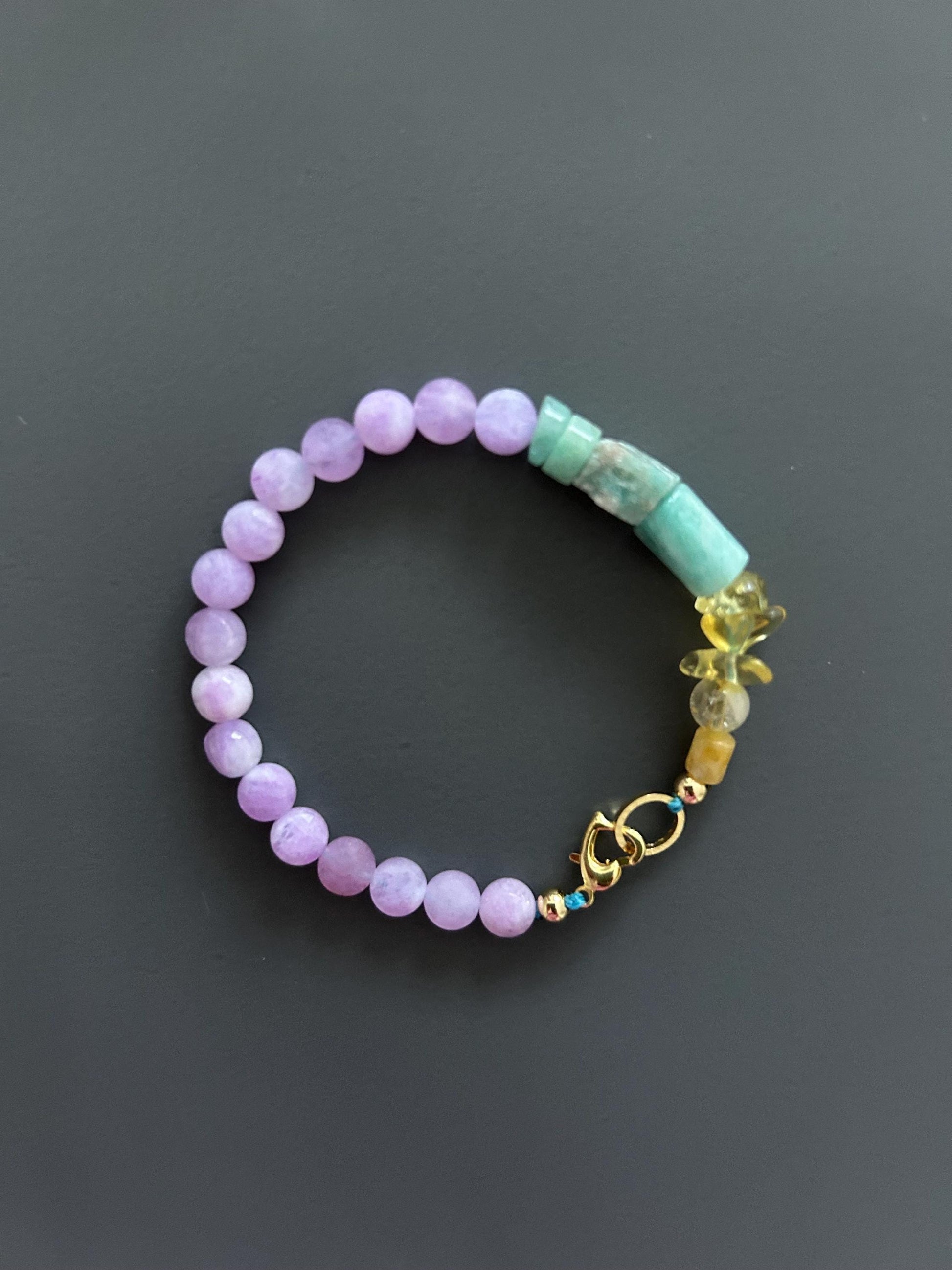 Purple Chalcedony Healing Bracelet | Gold Clasp Adjustable Boho | Crown Chakra Crystal Gift