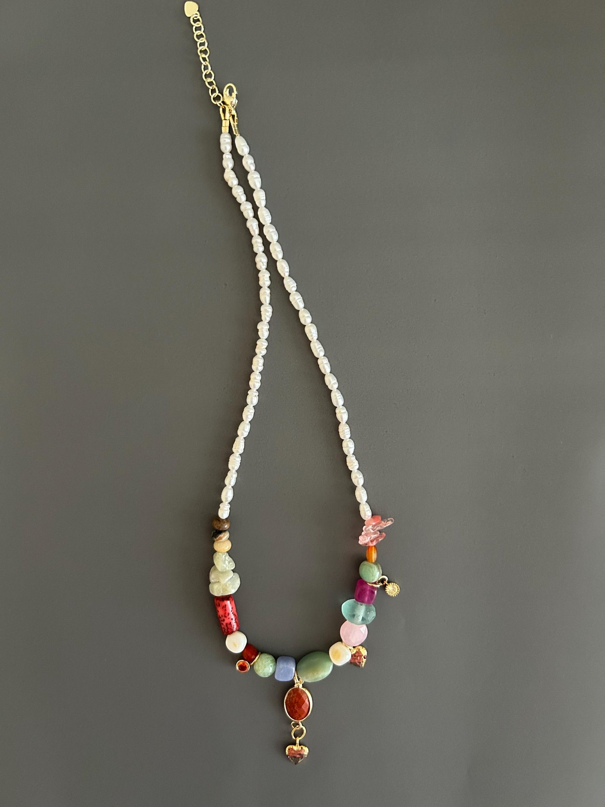 Freshwater Pearl Necklace Beaded Boho Pendant Handmade Gemstone Jewelry Gift